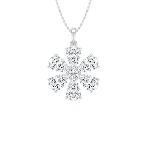 4 ⅔ ctw Pear and Round Lab Grown Diamond Flower Pendant - 18 Inches