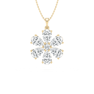 4 ⅔ ctw Pear and Round Lab Grown Diamond Flower Pendant - 18 Inches