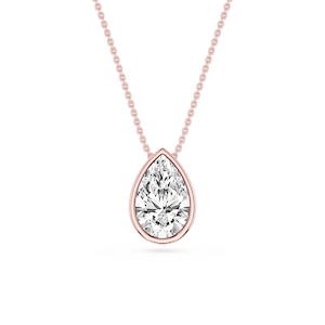 Pear Lab Grown Diamond Bezel Solitaire Slide Pendant - 16 to 18 Inches