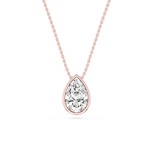 Pear Lab Grown Diamond Bezel Solitaire Slide Pendant - 16 to 18 Inches