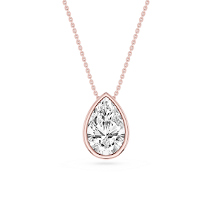 Pear Lab Grown Diamond Bezel Solitaire Slide Pendant - 16 to 18 Inches