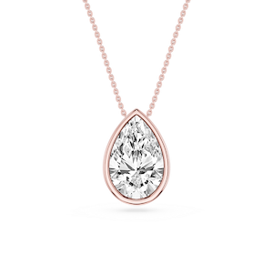Pear Lab Grown Diamond Bezel Solitaire Slide Pendant - 16 to 18 Inches