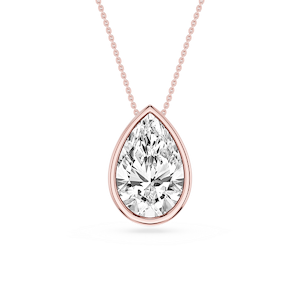 Pear Lab Grown Diamond Bezel Solitaire Slide Pendant - 16 to 18 Inches