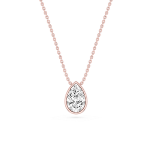 Pear Lab Grown Diamond Bezel Solitaire Slide Pendant - 16 to 18 Inches