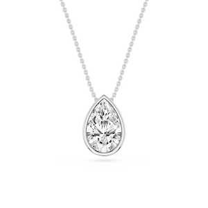 Pear Lab Grown Diamond Bezel Solitaire Slide Pendant - 16 to 18 Inches