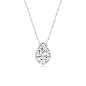 Pear Lab Grown Diamond Bezel Solitaire Slide Pendant - 16 to 18 Inches