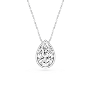 Pear Lab Grown Diamond Bezel Solitaire Slide Pendant - 16 to 18 Inches