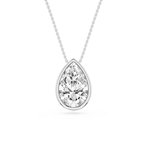 Pear Lab Grown Diamond Bezel Solitaire Slide Pendant - 16 to 18 Inches