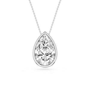 Pear Lab Grown Diamond Bezel Solitaire Slide Pendant - 16 to 18 Inches