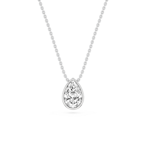 Pear Lab Grown Diamond Bezel Solitaire Slide Pendant - 16 to 18 Inches
