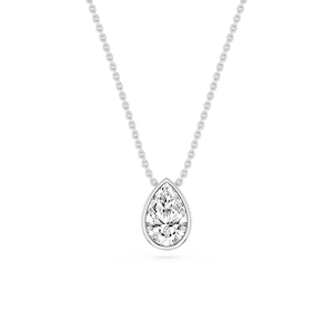 Pear Lab Grown Diamond Bezel Solitaire Slide Pendant - 16 to 18 Inches