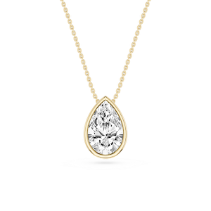 Pear Lab Grown Diamond Bezel Solitaire Slide Pendant - 16 to 18 Inches