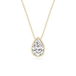 Pear Lab Grown Diamond Bezel Solitaire Slide Pendant - 16 to 18 Inches