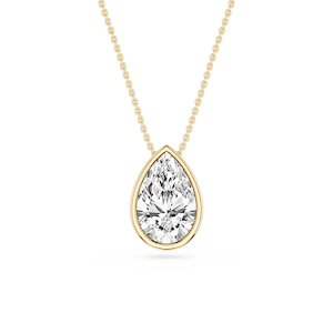 Pear Lab Grown Diamond Bezel Solitaire Slide Pendant - 16 to 18 Inches