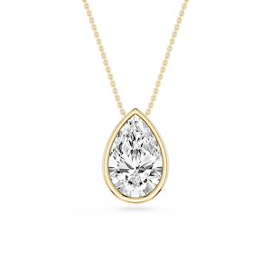 Pear Lab Grown Diamond Bezel Solitaire Slide Pendant - 16 to 18 Inches