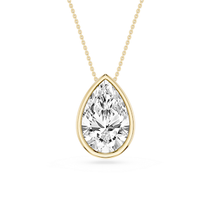 Pear Lab Grown Diamond Bezel Solitaire Slide Pendant - 16 to 18 Inches