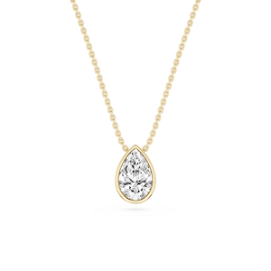 Pear Lab Grown Diamond Bezel Solitaire Slide Pendant - 16 to 18 Inches