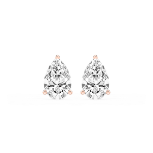 Pear Lab Grown Diamond Classic Three Prong Martini Stud Earrings
