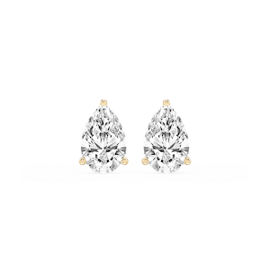 Pear Lab Grown Diamond Classic Three Prong Martini Stud Earrings