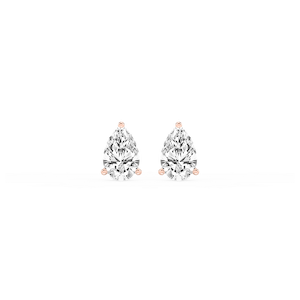 Pear Lab Grown Diamond Classic Three Prong Martini Threaded Stud Earrings