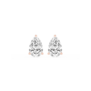 Pear Lab Grown Diamond Classic Three Prong Martini Threaded Stud Earrings