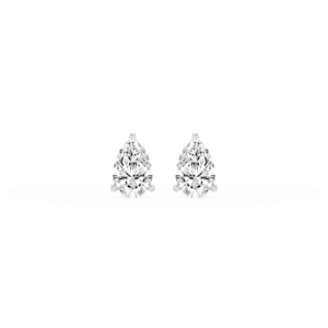 Pear Lab Grown Diamond Classic Three Prong Martini Threaded Stud Earrings