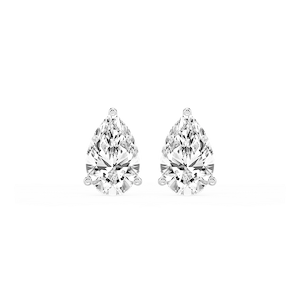 Pear Lab Grown Diamond Classic Three Prong Martini Threaded Stud Earrings