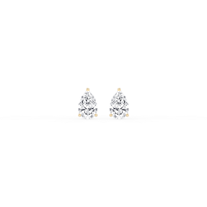Pear Lab Grown Diamond Classic Three Prong Martini Threaded Stud Earrings
