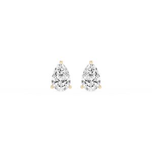 Pear Lab Grown Diamond Classic Three Prong Martini Threaded Stud Earrings