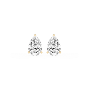Pear Lab Grown Diamond Classic Three Prong Martini Threaded Stud Earrings