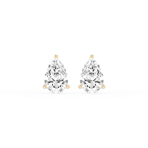 Pear Lab Grown Diamond Classic Three Prong Martini Threaded Stud Earrings