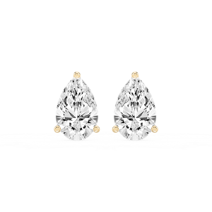 Pear Lab Grown Diamond Classic Three Prong Martini Threaded Stud Earrings