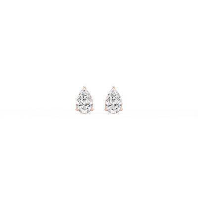 Pear Lab Grown Diamond Three Prong Basket Stud Earrings