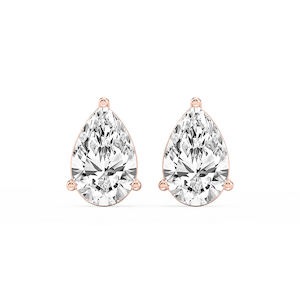 Pear Lab Grown Diamond Three Prong Basket Stud Earrings