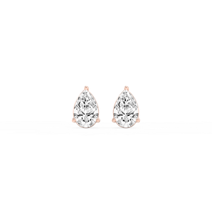 Pear Lab Grown Diamond Three Prong Basket Stud Earrings