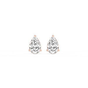 Pear Lab Grown Diamond Three Prong Basket Stud Earrings