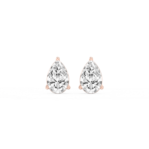 Pear Lab Grown Diamond Three Prong Basket Stud Earrings