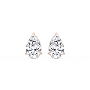 Pear Lab Grown Diamond Three Prong Basket Stud Earrings