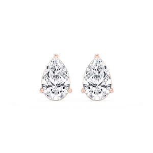 Pear Lab Grown Diamond Three Prong Basket Stud Earrings