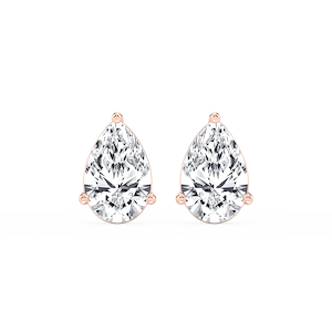Pear Lab Grown Diamond Three Prong Basket Stud Earrings