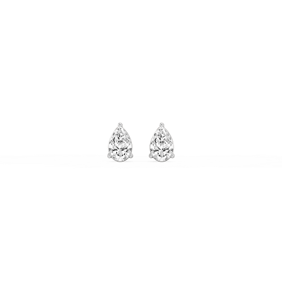 Pear Lab Grown Diamond Three Prong Basket Stud Earrings
