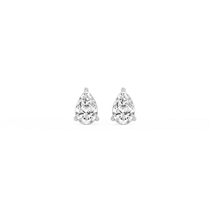 Pear Lab Grown Diamond Three Prong Basket Stud Earrings