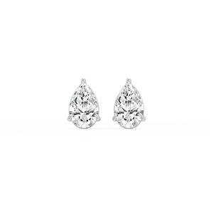 Pear Lab Grown Diamond Three Prong Basket Stud Earrings