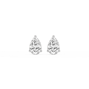 Pear Lab Grown Diamond Three Prong Basket Stud Earrings