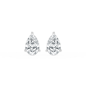 Pear Lab Grown Diamond Three Prong Basket Stud Earrings