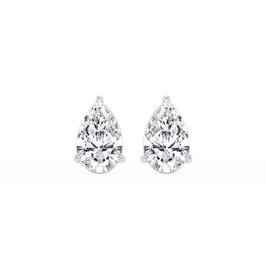 Pear Lab Grown Diamond Three Prong Basket Stud Earrings