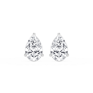 Pear Lab Grown Diamond Three Prong Basket Stud Earrings