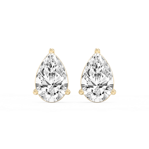 Pear Lab Grown Diamond Three Prong Basket Stud Earrings