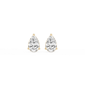 Pear Lab Grown Diamond Three Prong Basket Stud Earrings