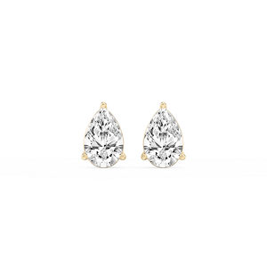 Pear Lab Grown Diamond Three Prong Basket Stud Earrings